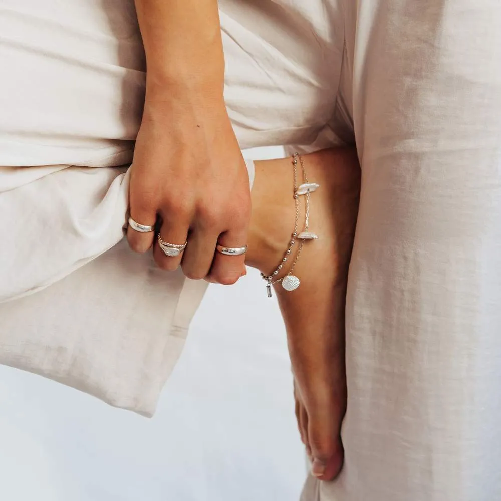 Silver Plated Shelly Anklet