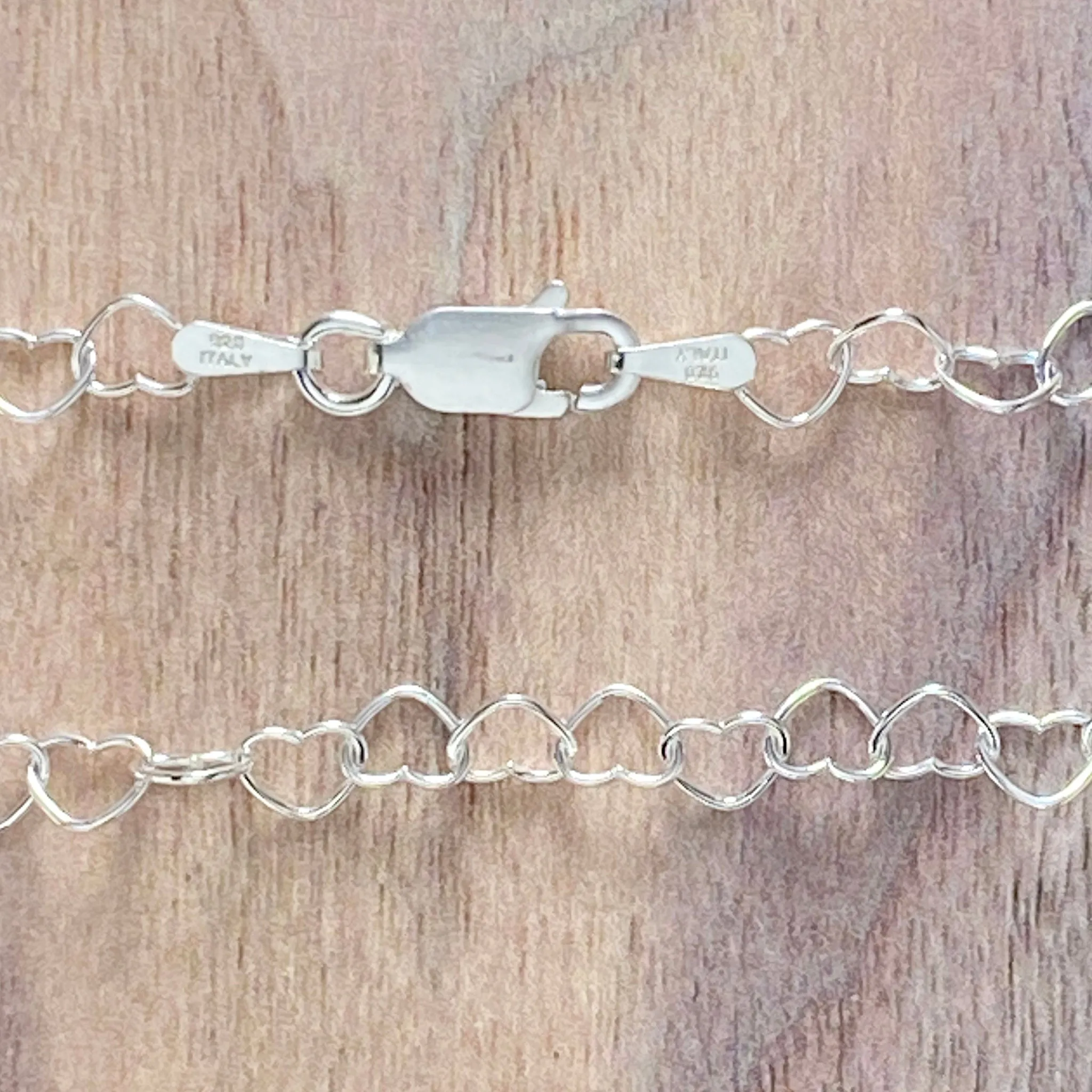 Solid Sterling Silver Heart Chain Necklace