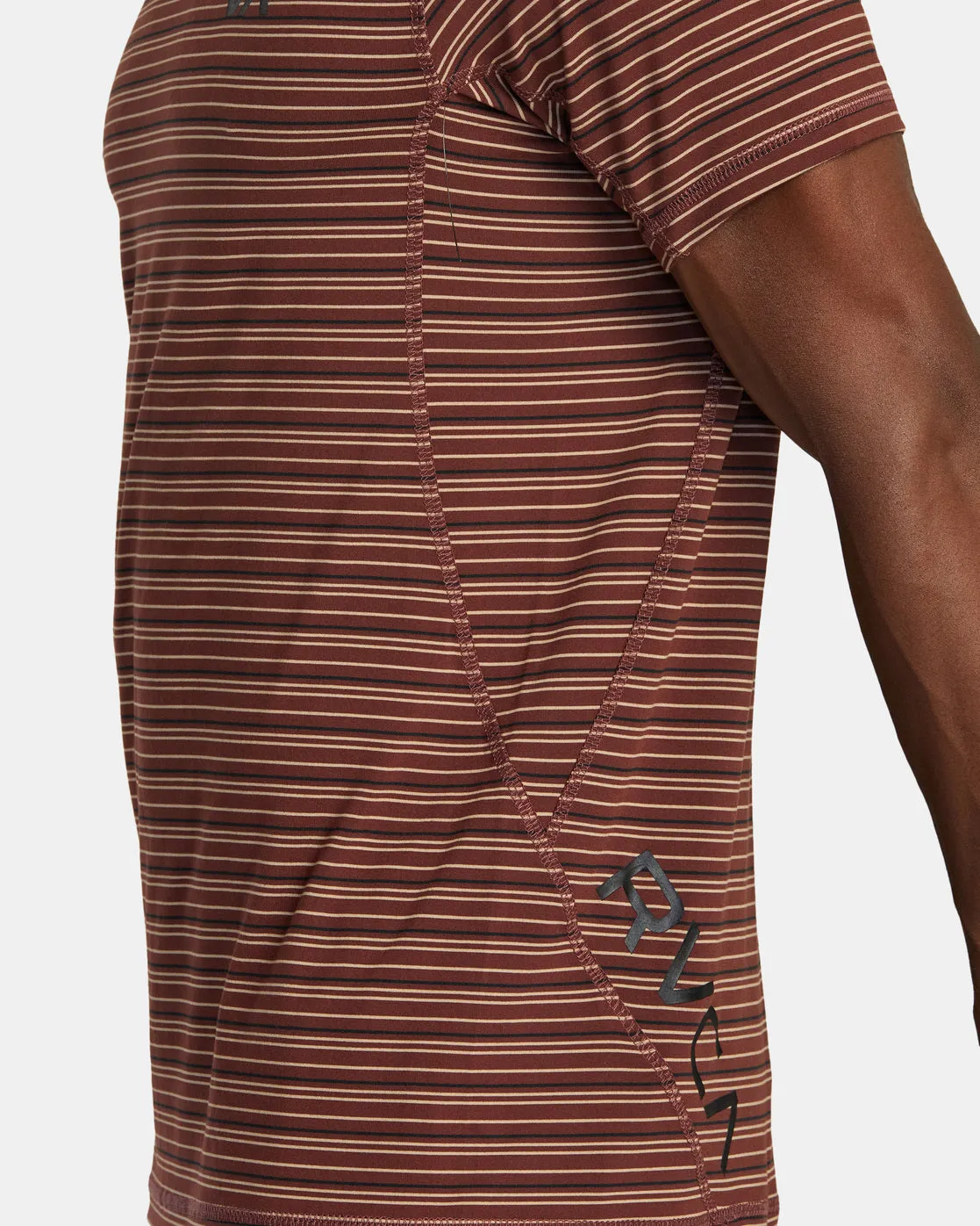 Sport Vent Stripe Technical Short Sleeve Top - Burgundy