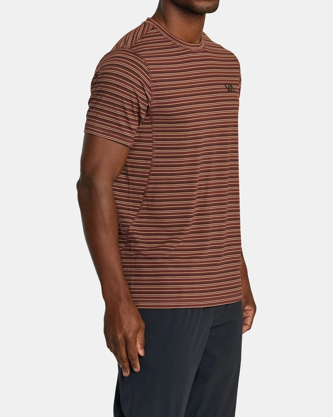 Sport Vent Stripe Technical Short Sleeve Top - Burgundy