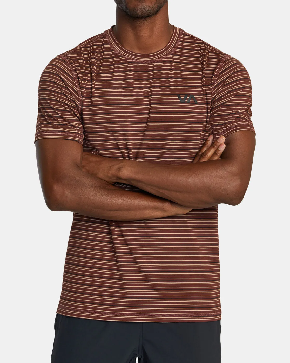 Sport Vent Stripe Technical Short Sleeve Top - Burgundy