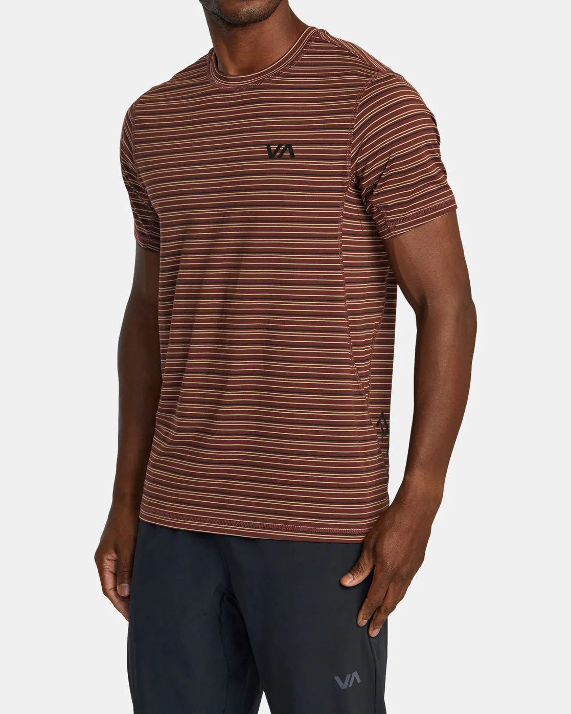 Sport Vent Stripe Technical Short Sleeve Top - Burgundy