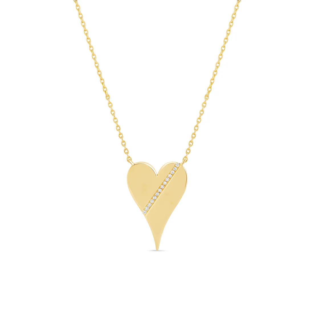 Statement Diamond Jumbo Solid Heart Necklace