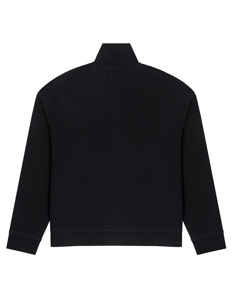 Sunspel Womens Half Zip Loopback Sweatshirt Black