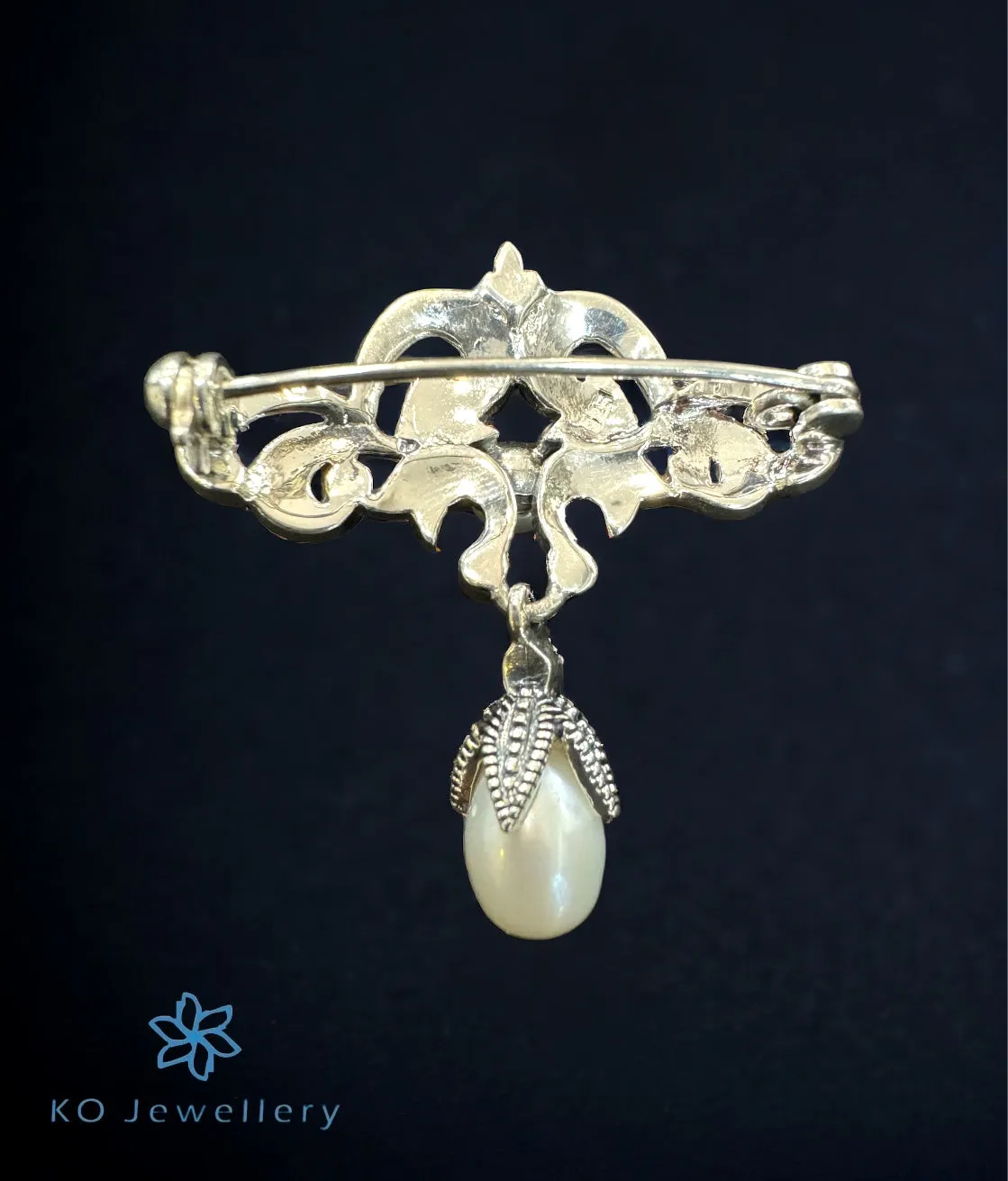 The Victorian Marcasite Pearl Silver Brooch