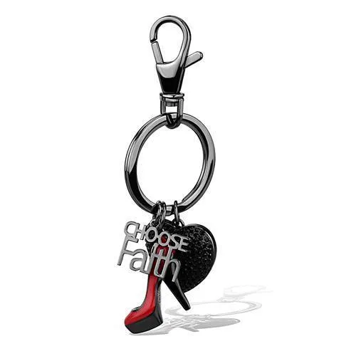 TK2795 IP Light Black  (IP Gun) Stainless Steel Key Ring with Top Grade Crystal in Jet