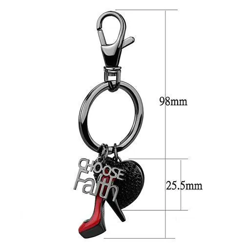 TK2795 IP Light Black  (IP Gun) Stainless Steel Key Ring with Top Grade Crystal in Jet