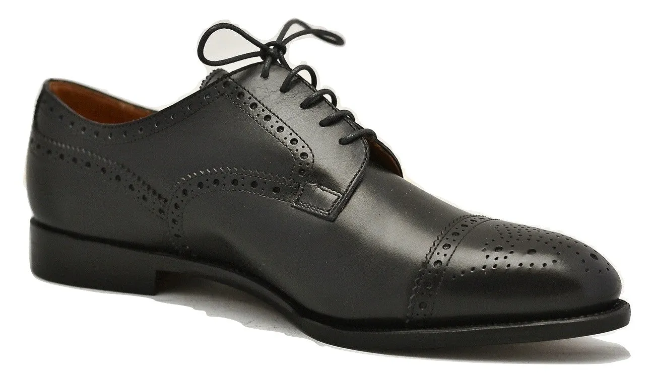 Toe cap derby brogue | black | calf