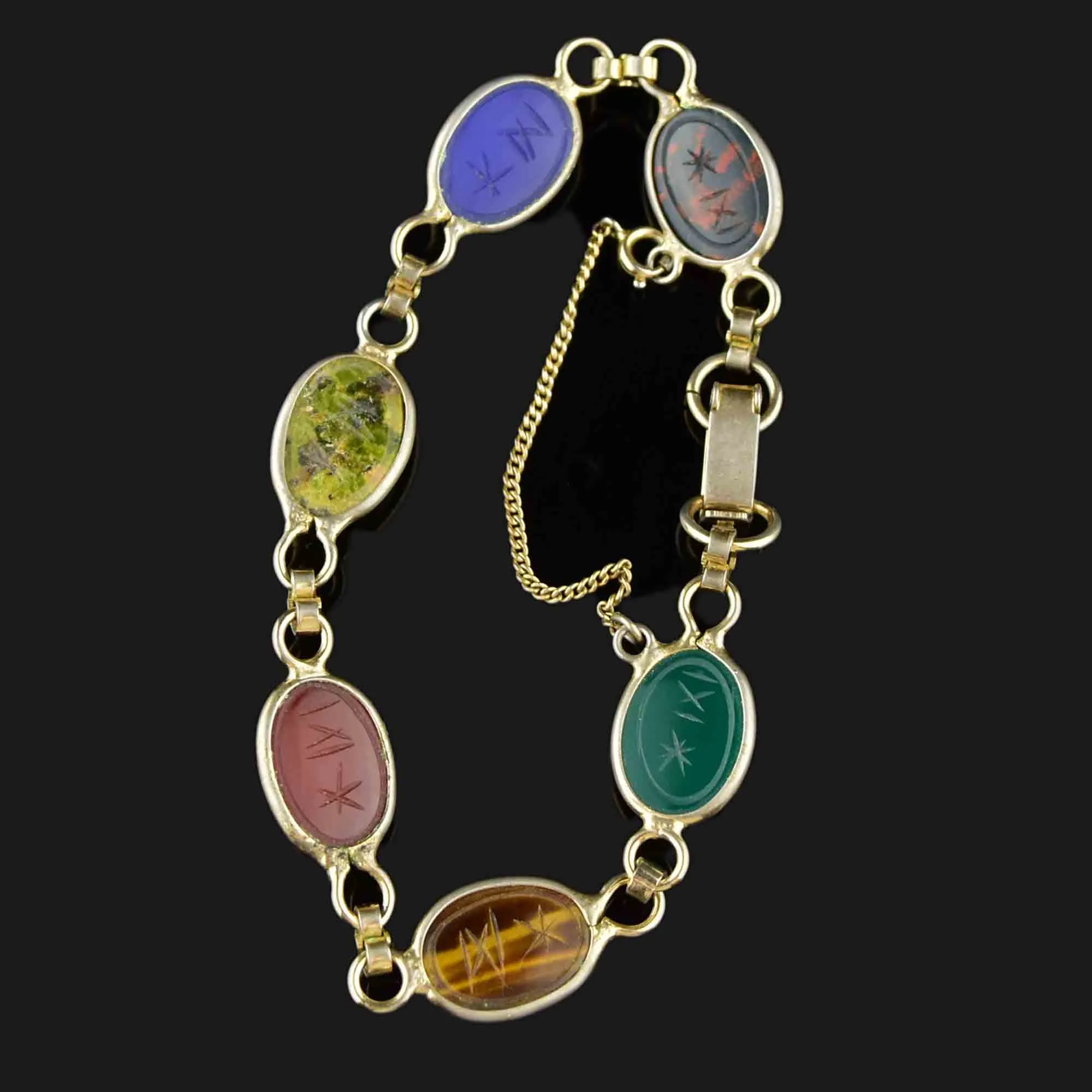 Vintage Beetle Bug Scarab Gemstone Bracelet