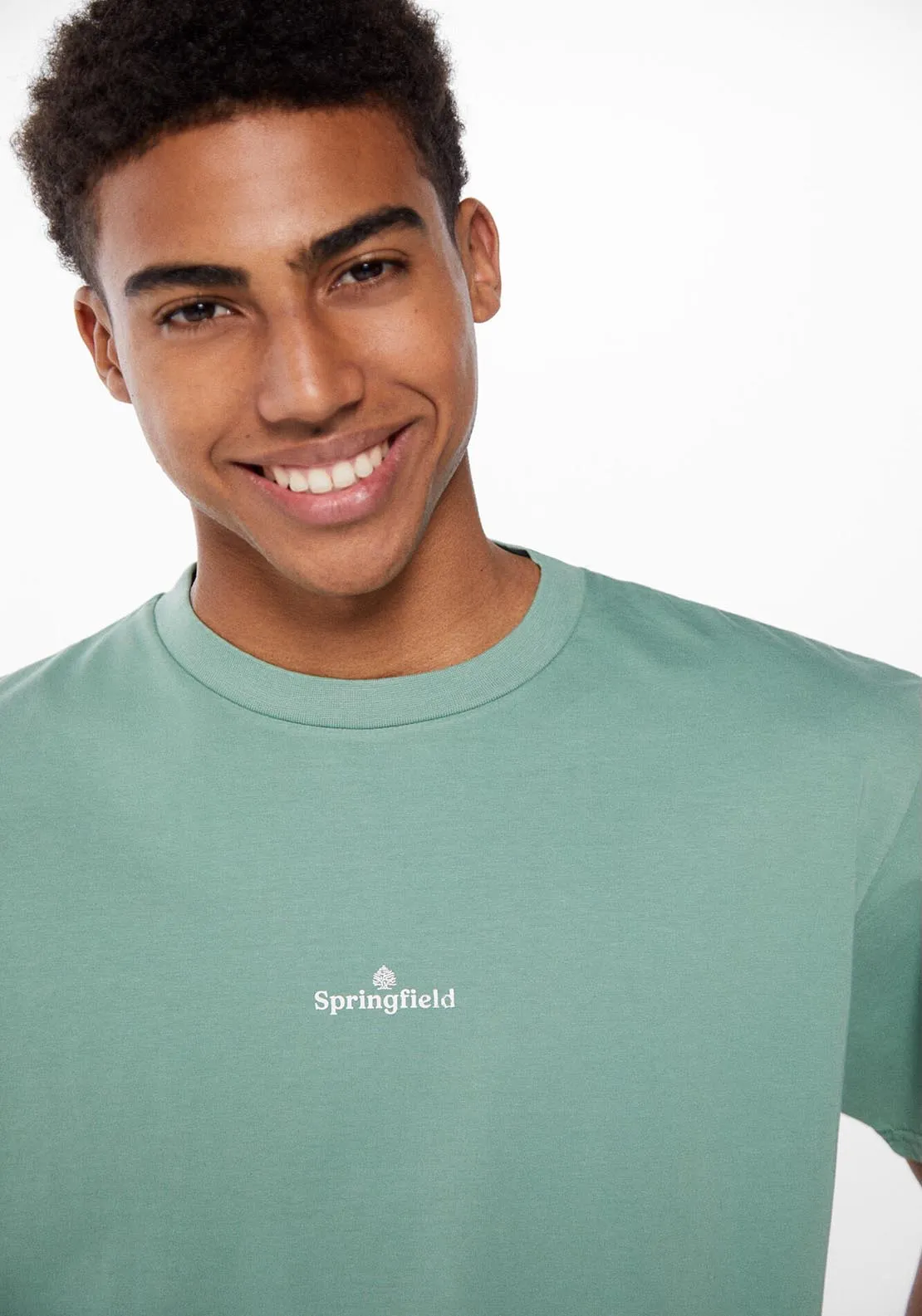 Washed T-shirt with logo - Green