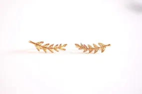 Wholesale Shiny Gold Leaf Ear Climber- Gold Leaf Ear Cuff, Leaf Earrings Ear Crawler, Gold Ear Climber, Ear Jacket, Leaves Ear Climber Crawler, Jacket