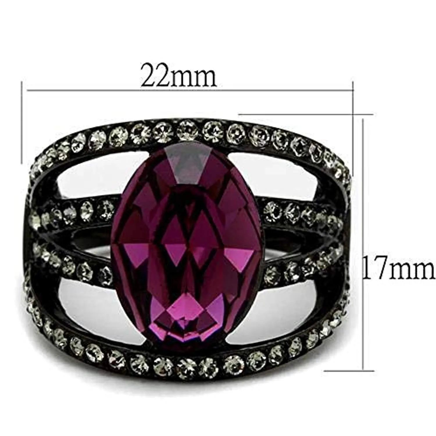 WildKlass Stainless Steel Ring IP Women Top Grade Crystal Amethyst