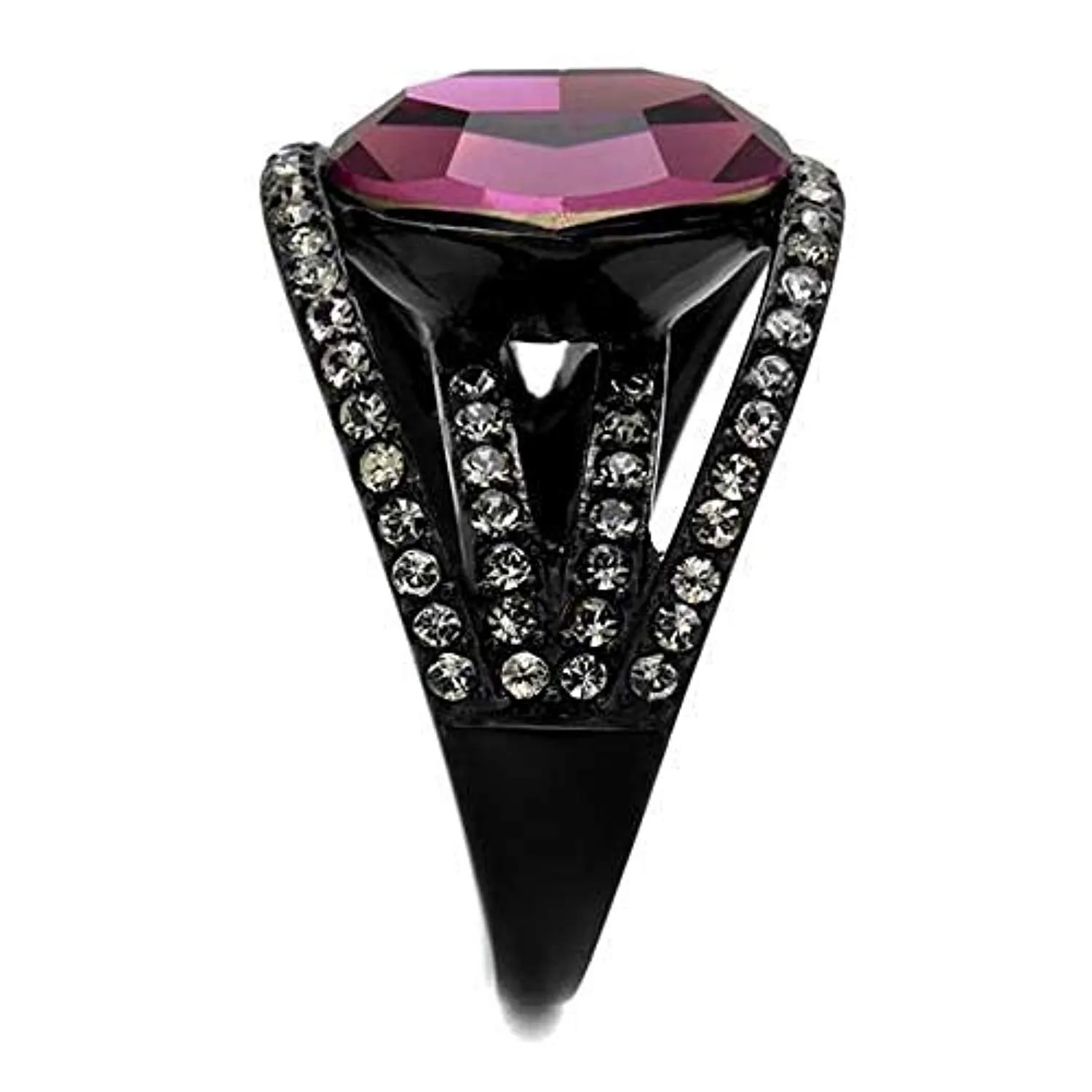 WildKlass Stainless Steel Ring IP Women Top Grade Crystal Amethyst