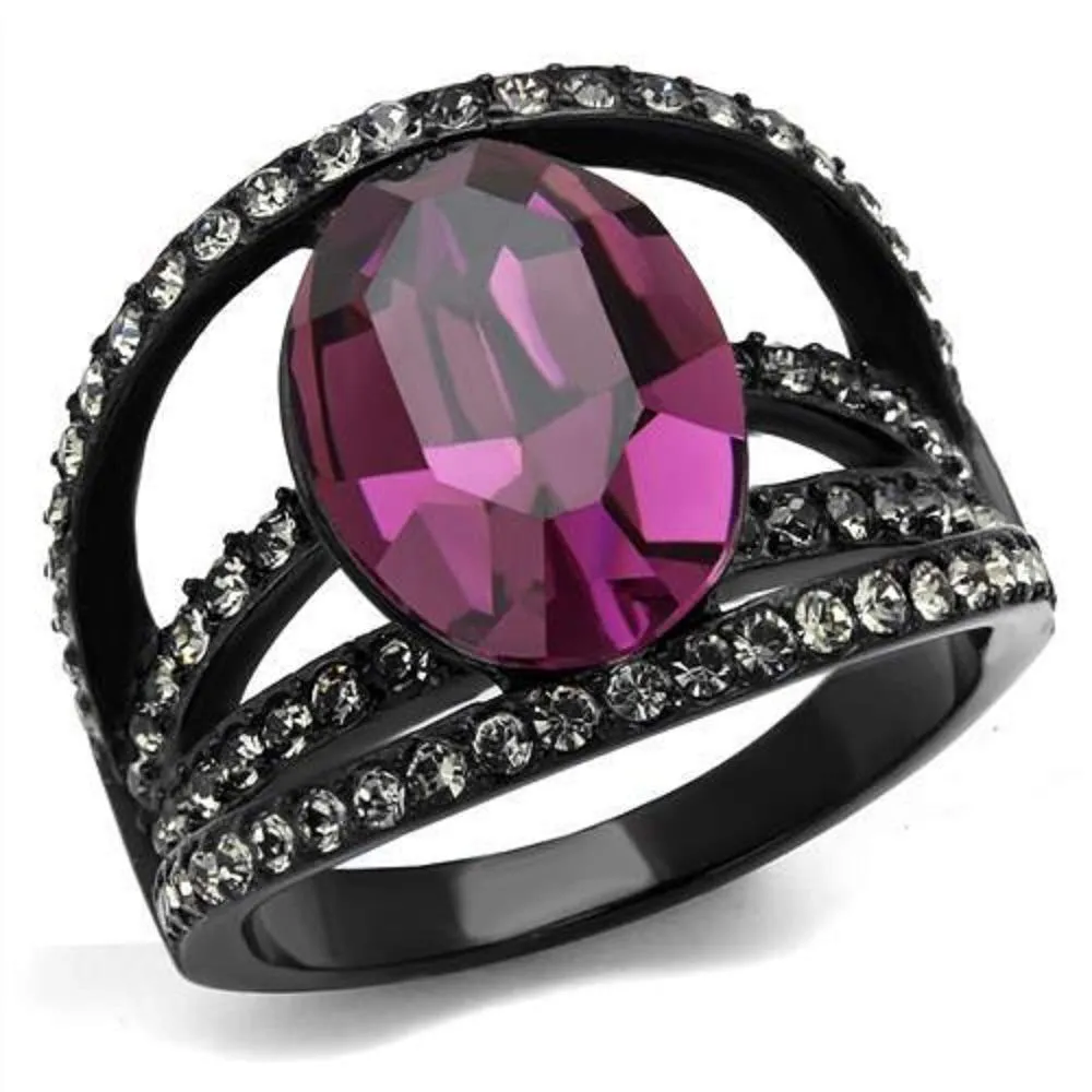 WildKlass Stainless Steel Ring IP Women Top Grade Crystal Amethyst