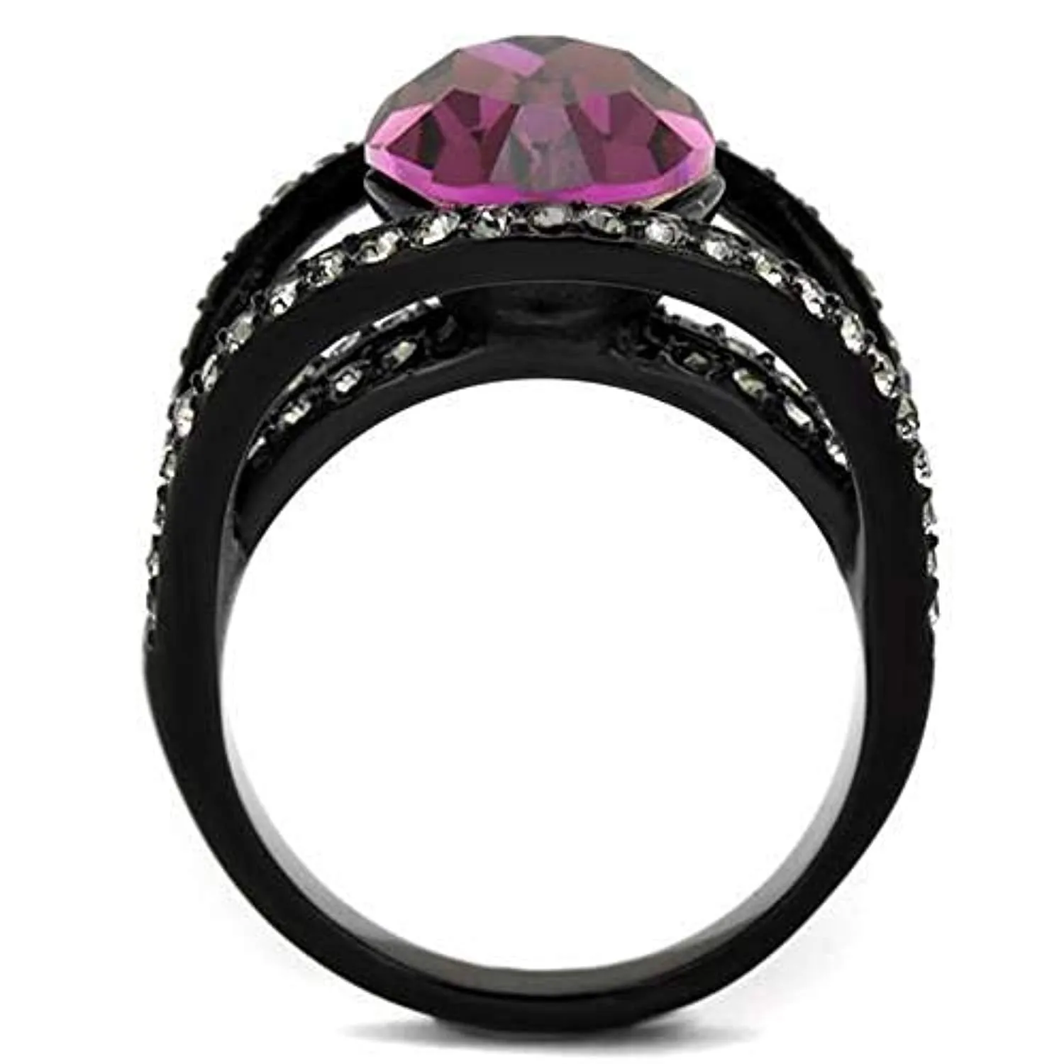 WildKlass Stainless Steel Ring IP Women Top Grade Crystal Amethyst