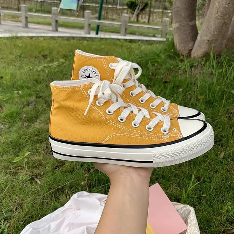 Women's Casual Daily Canvas Candy Colors Lace-up Sneakers