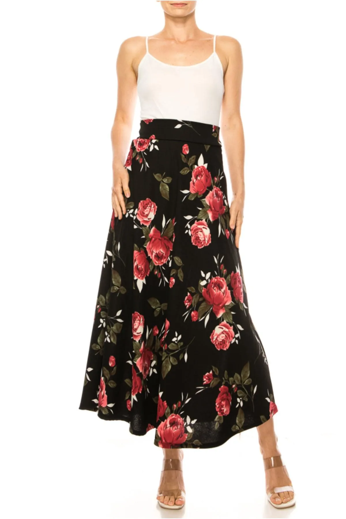 Women's Casual Floral Print A-Line Long Skirt