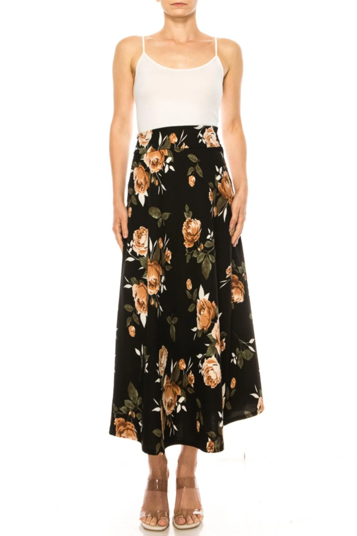 Women's Casual Floral Print A-Line Long Skirt