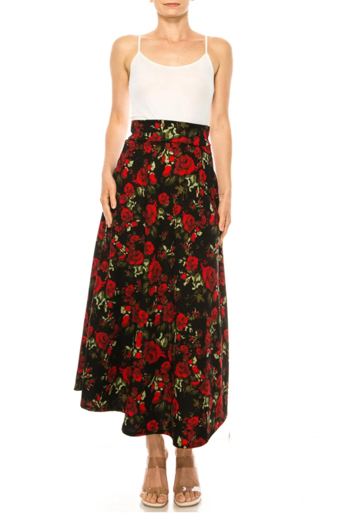 Women's Casual Floral Print A-Line Long Skirt