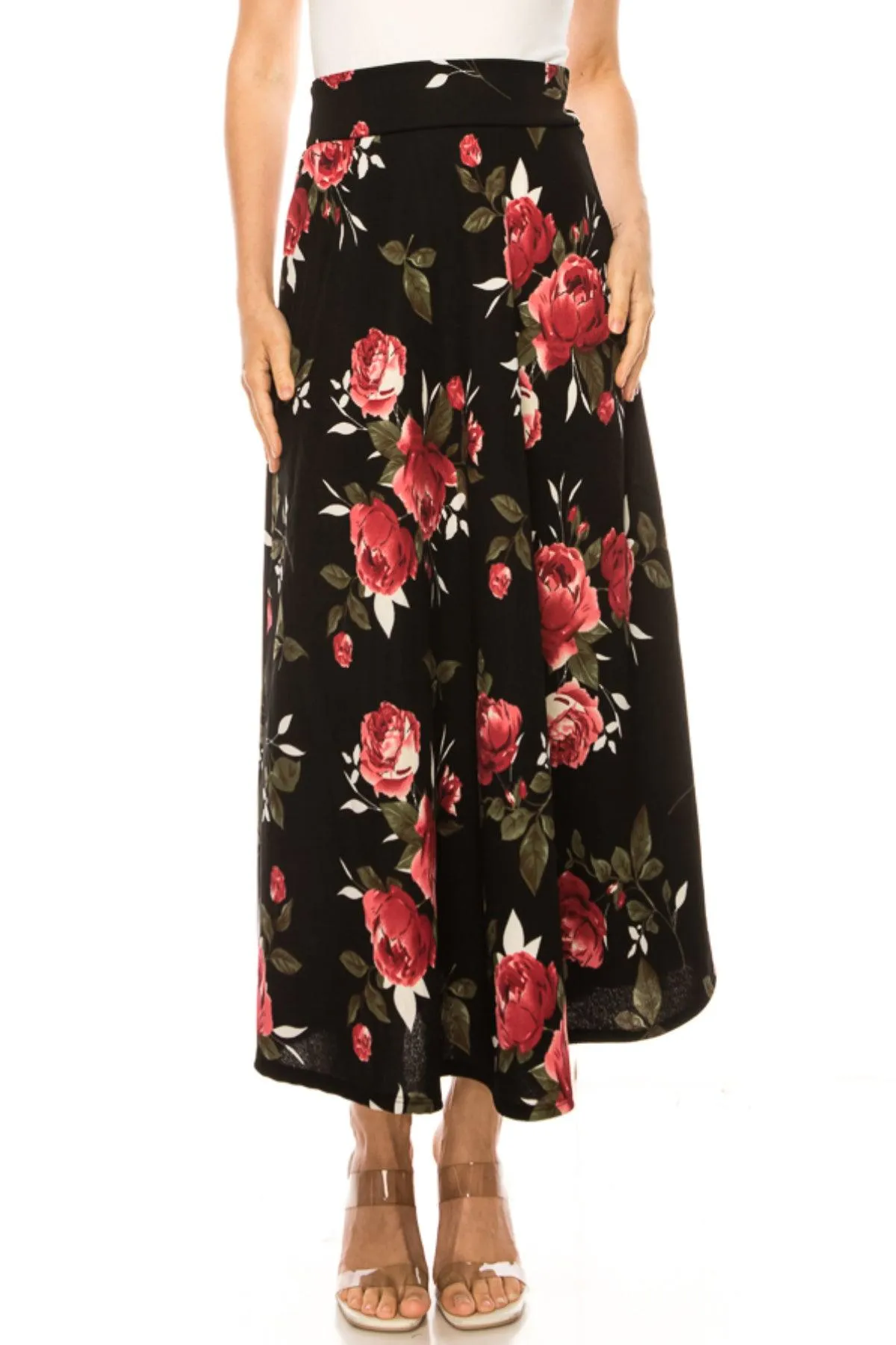 Women's Casual Floral Print A-Line Long Skirt