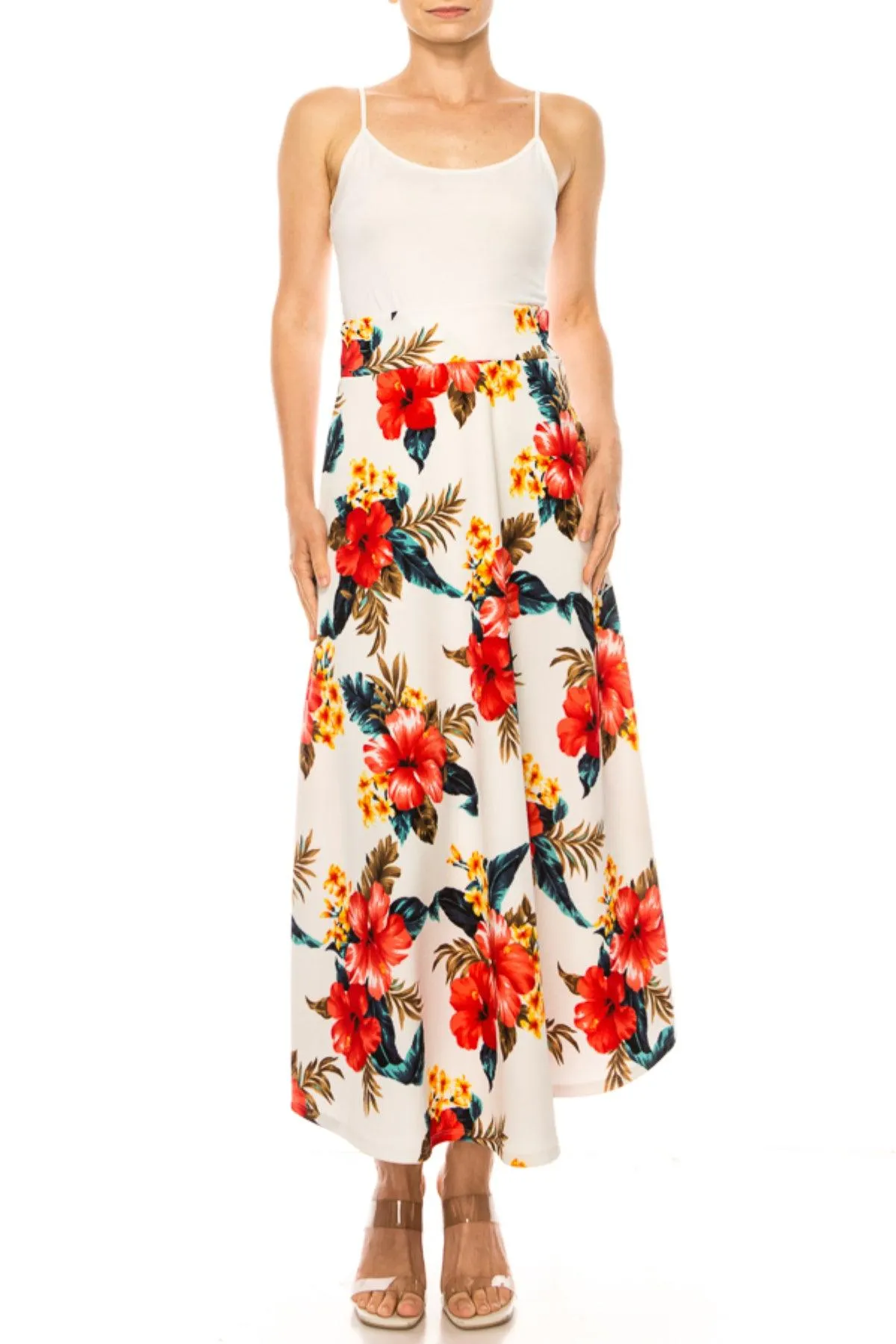 Women's Casual Floral Print A-Line Long Skirt