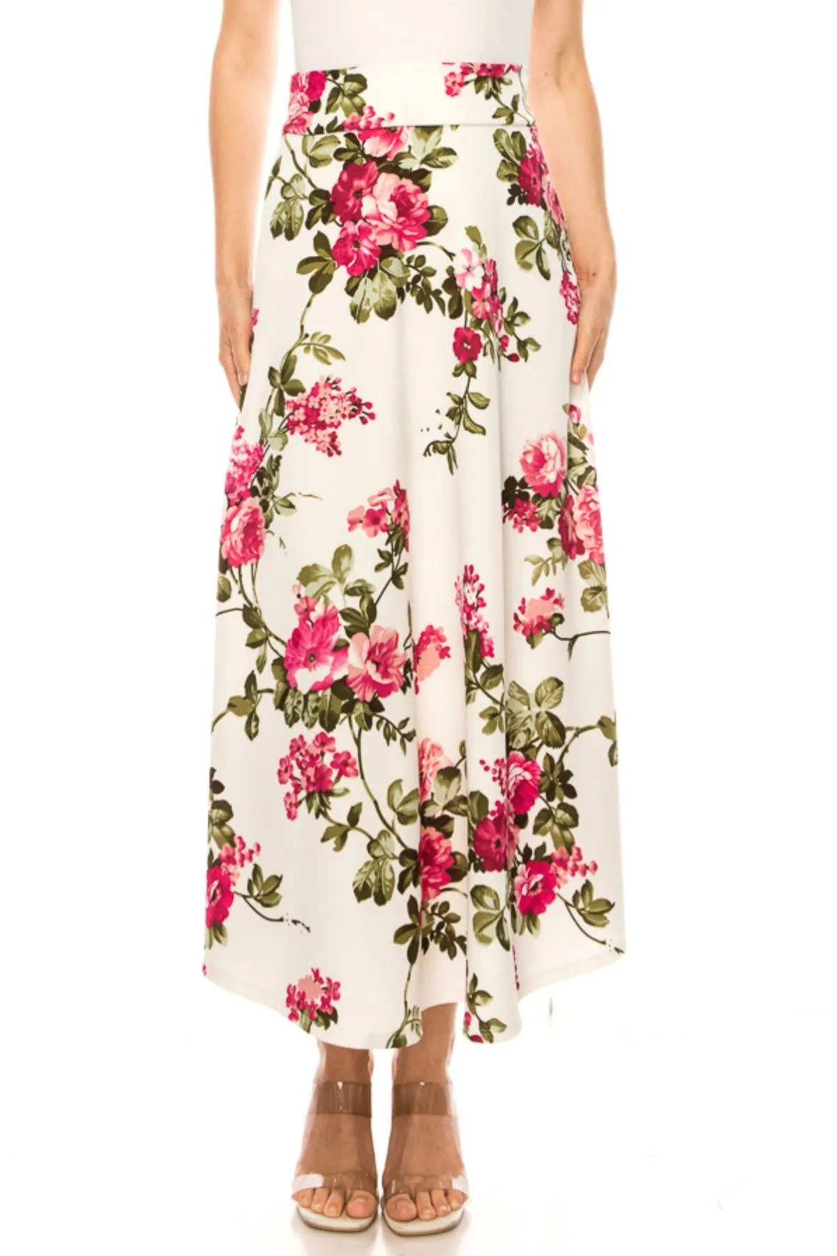 Women's Casual Floral Print A-Line Long Skirt