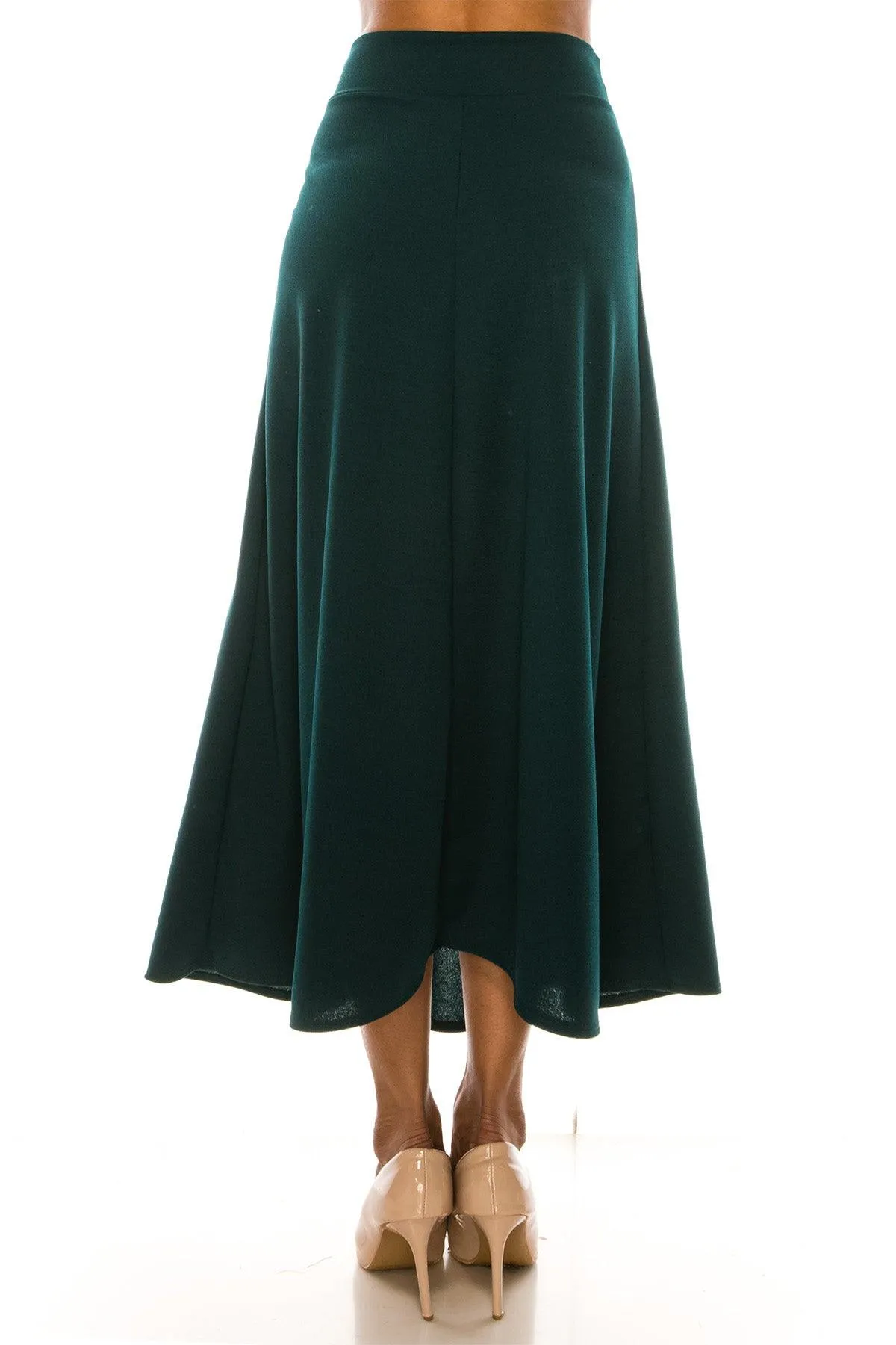 Women's Casual Solid Flare A-line Long Skirt