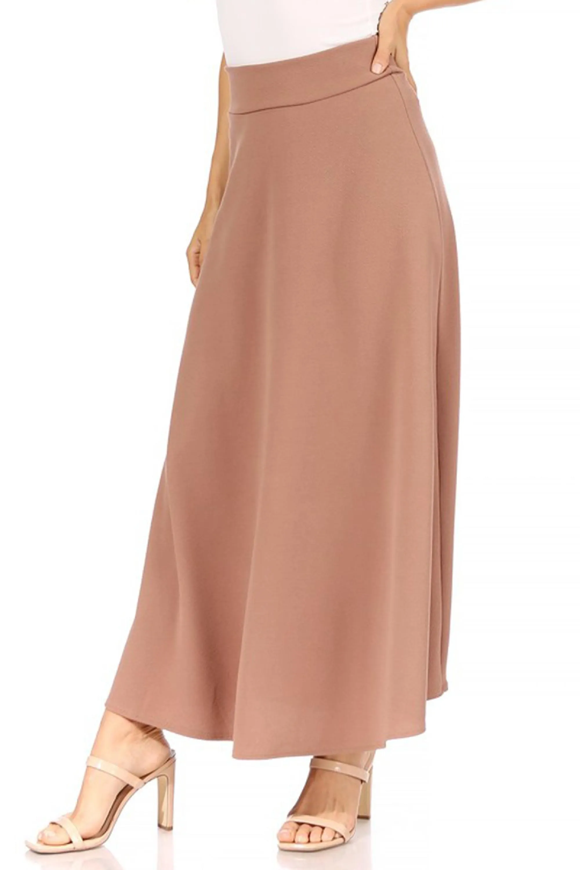 Women's Casual Solid Flare A-line Long Skirt