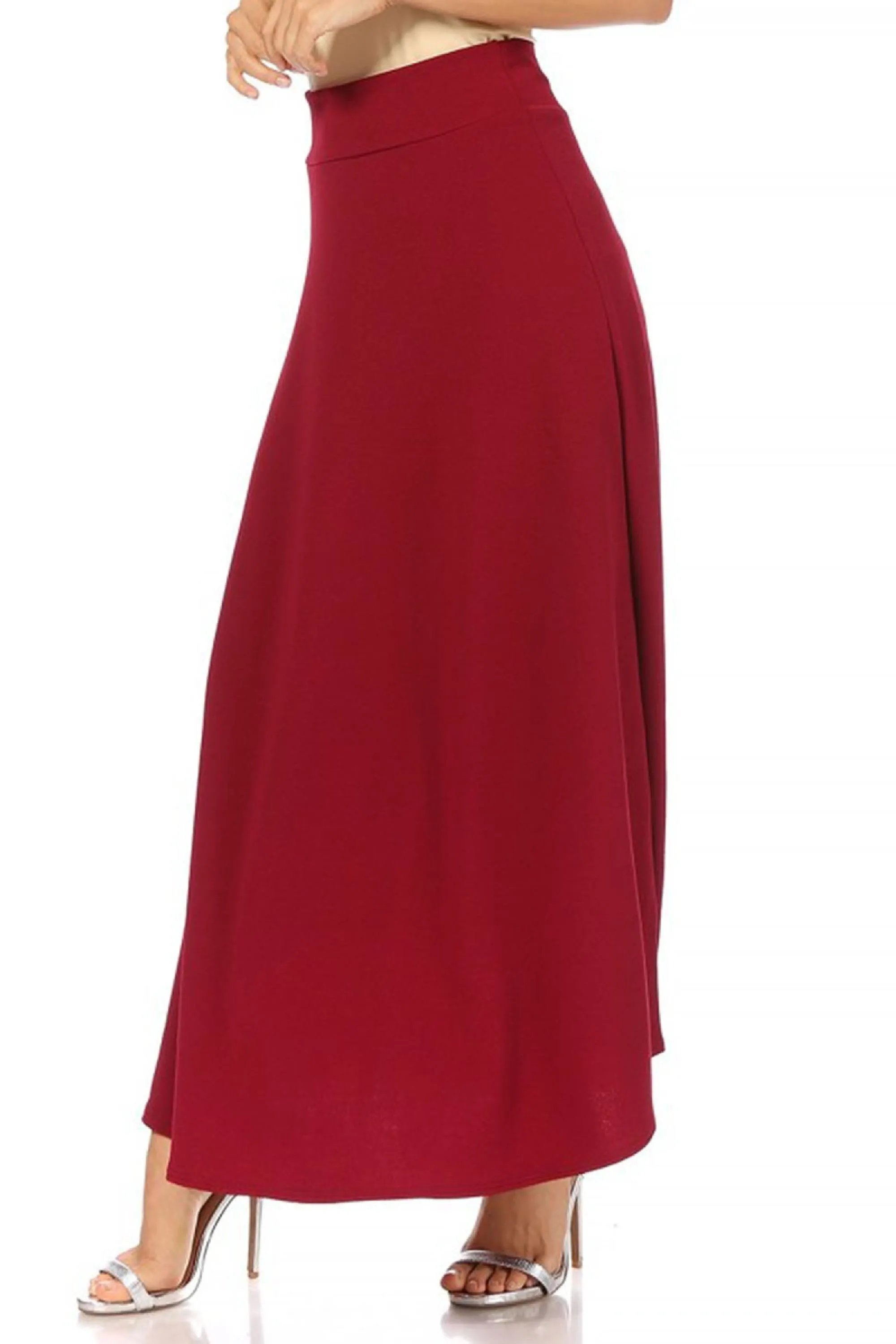 Women's Casual Solid Flare A-line Long Skirt