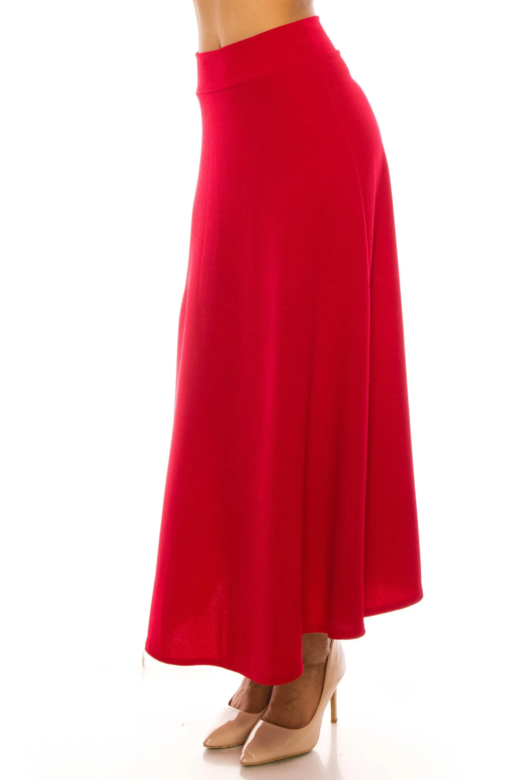 Women's Casual Solid Flare A-line Long Skirt