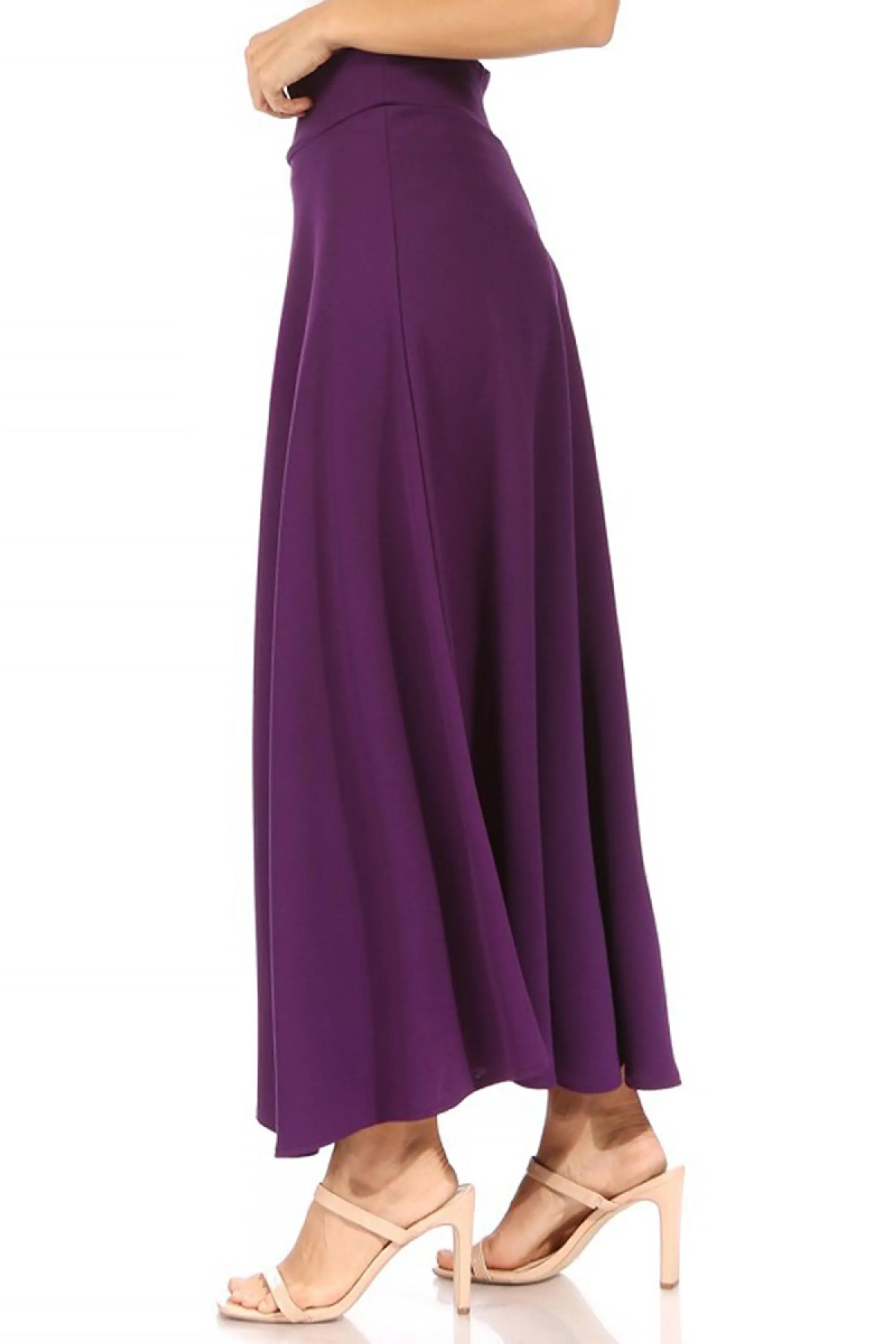 Women's Casual Solid Flare A-line Long Skirt