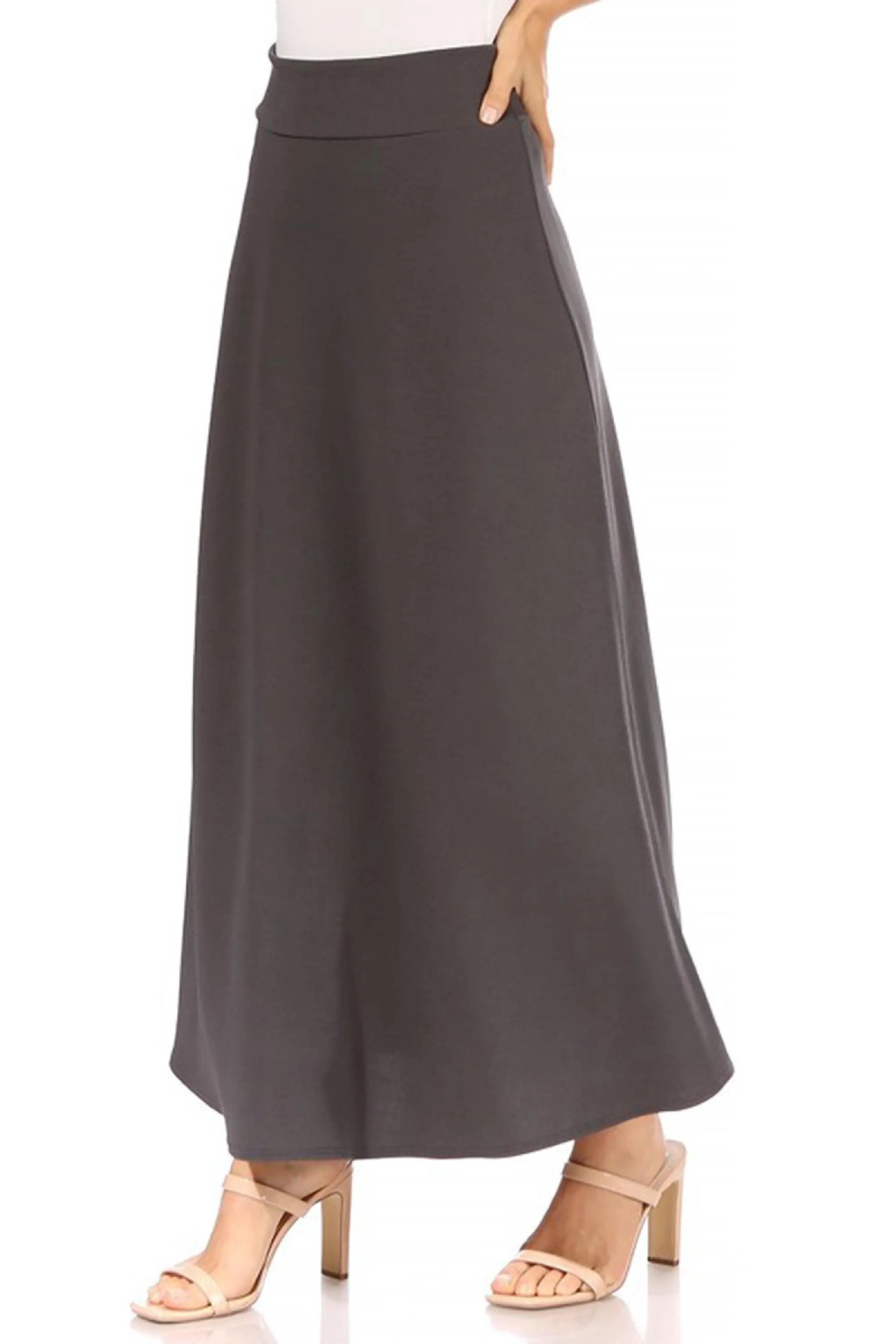 Women's Casual Solid Flare A-line Long Skirt