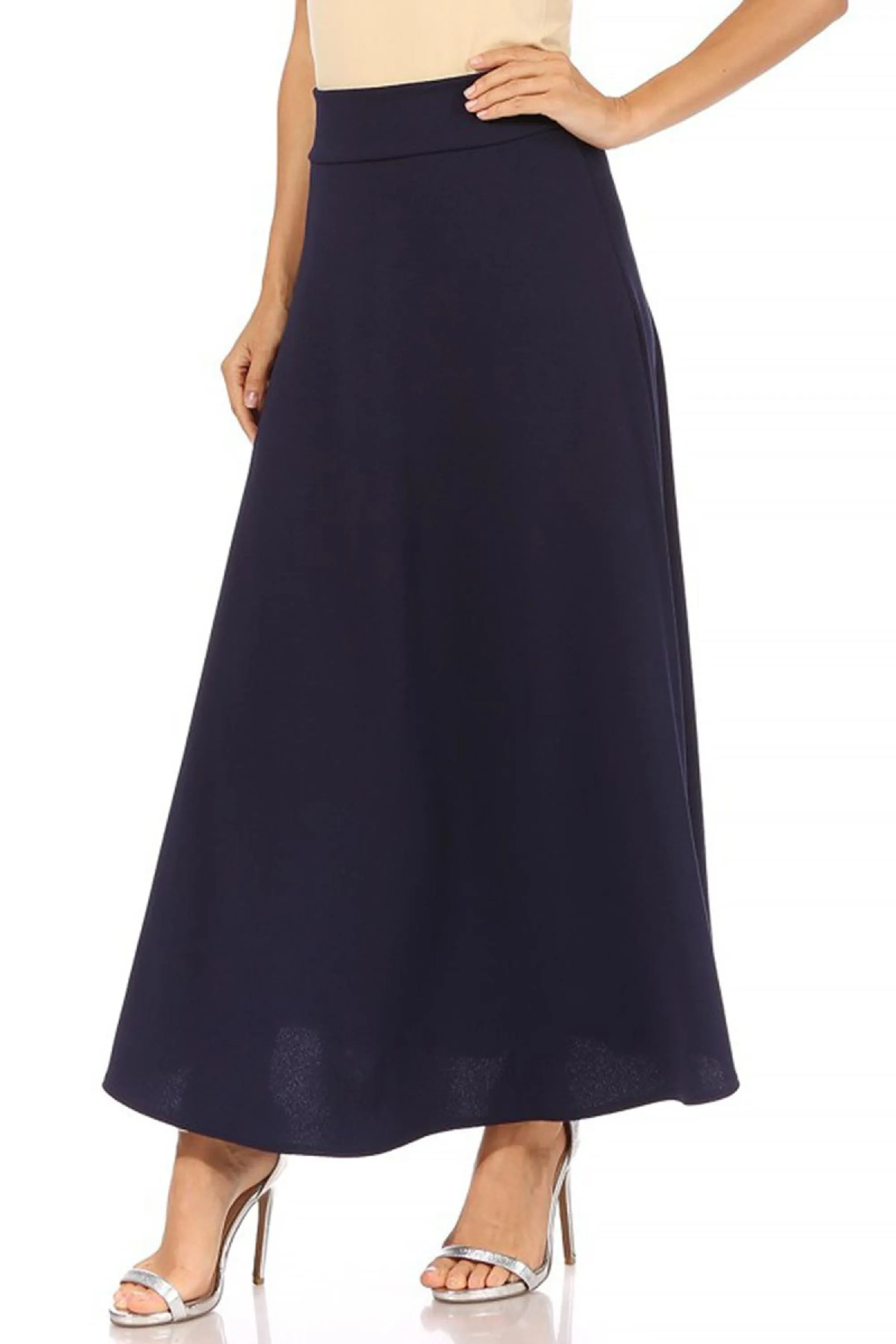 Women's Casual Solid Flare A-line Long Skirt