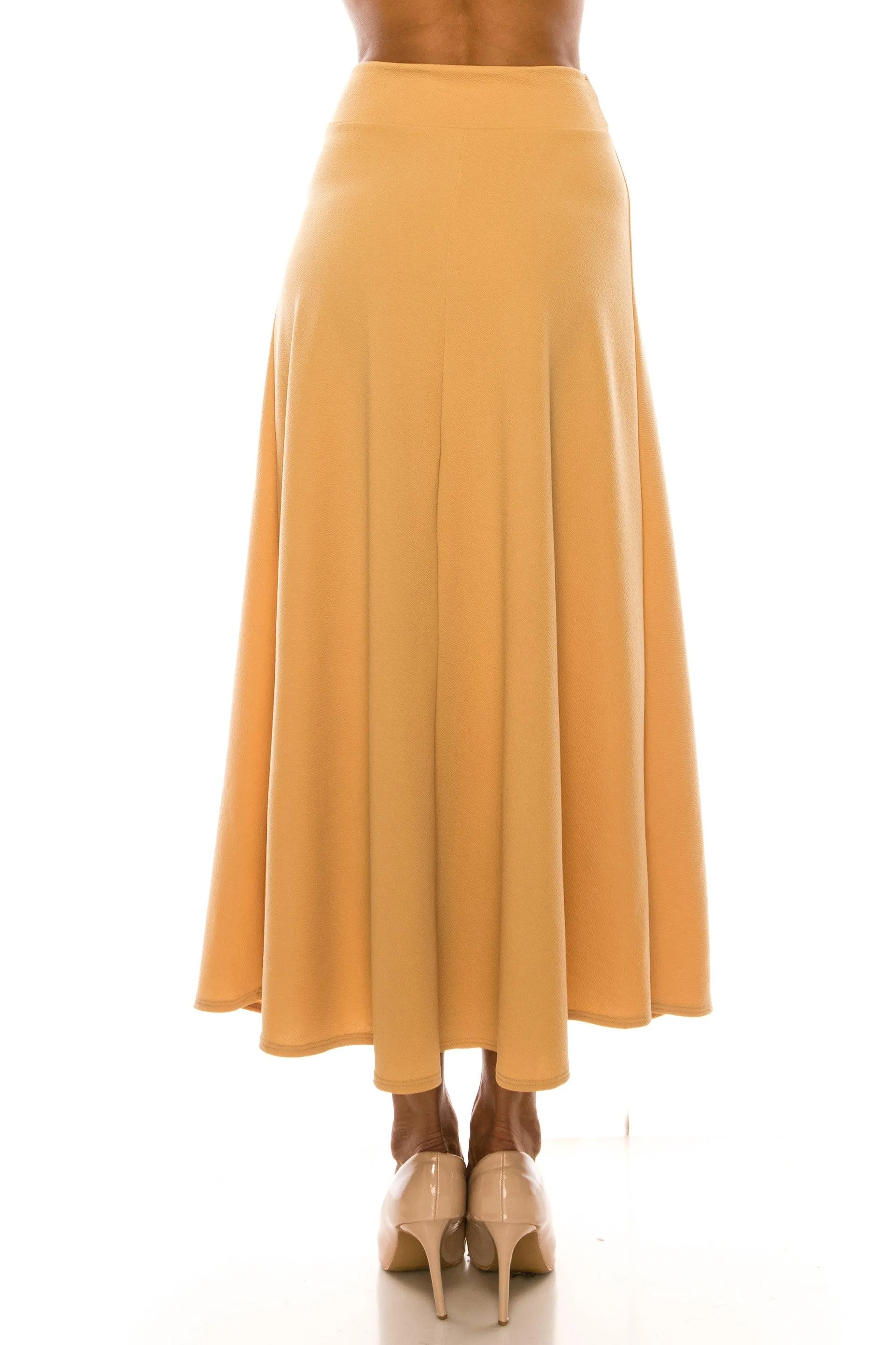 Women's Casual Solid Flare A-line Long Skirt