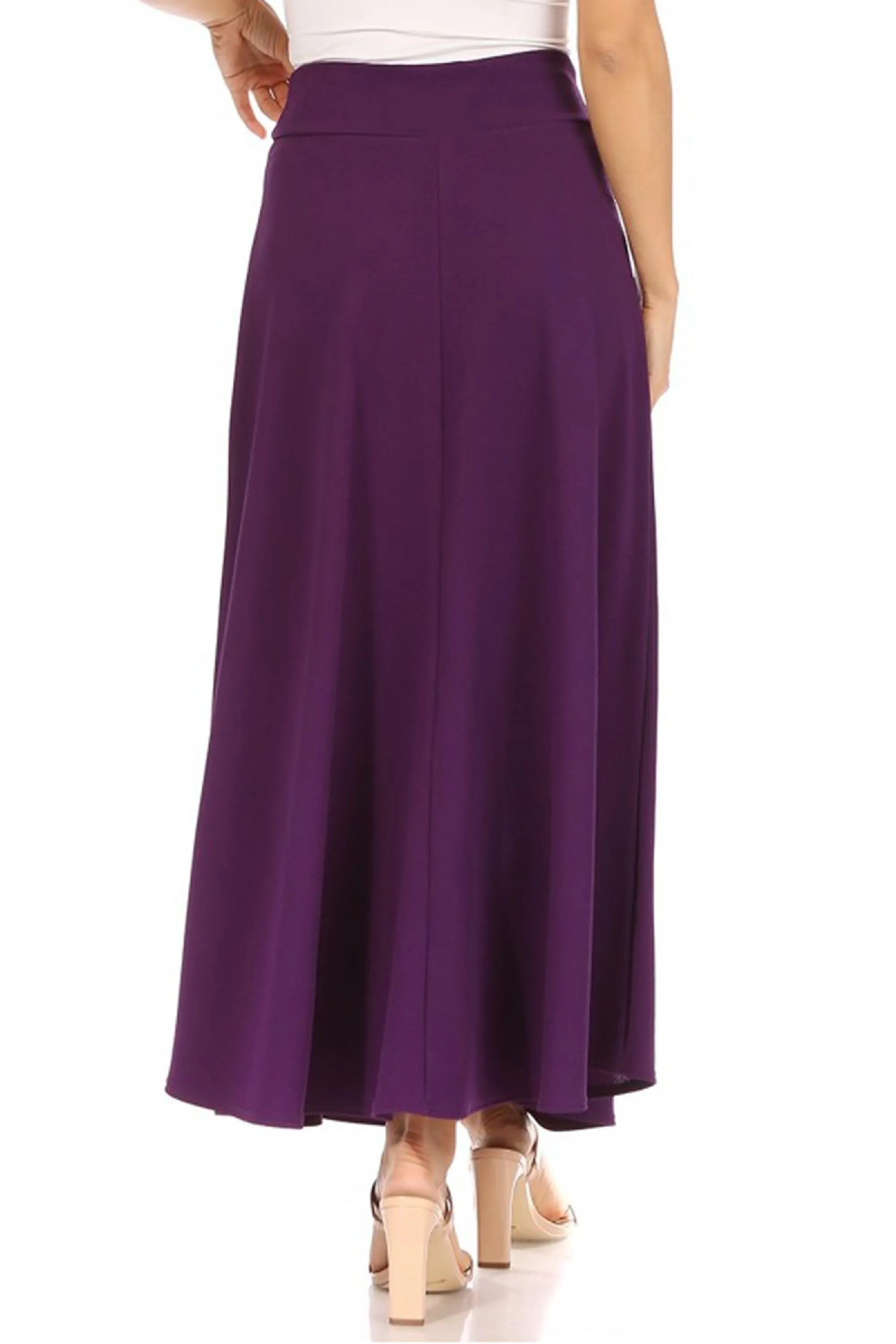 Women's Casual Solid Flare A-line Long Skirt