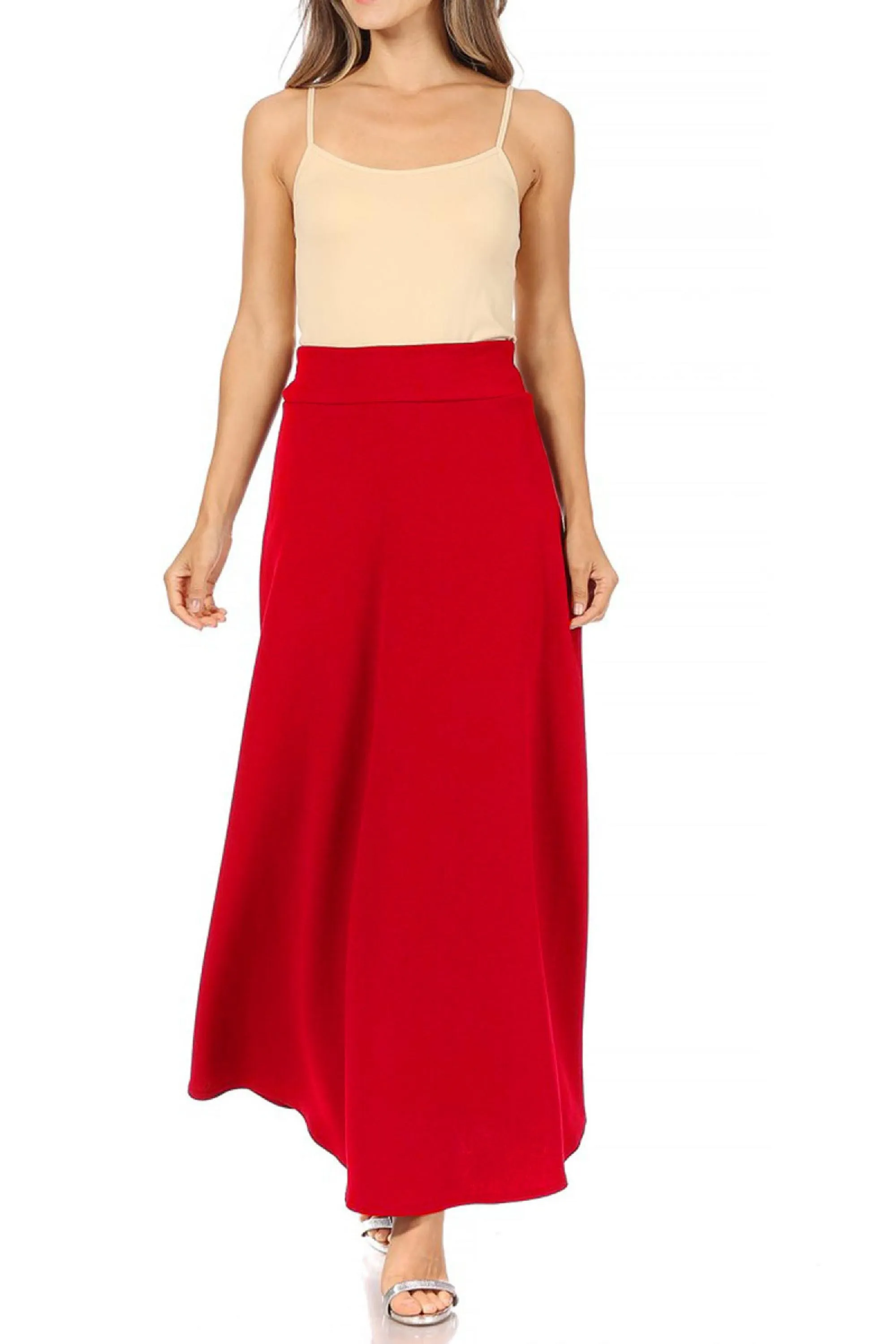 Women's Casual Solid Flare A-line Long Skirt