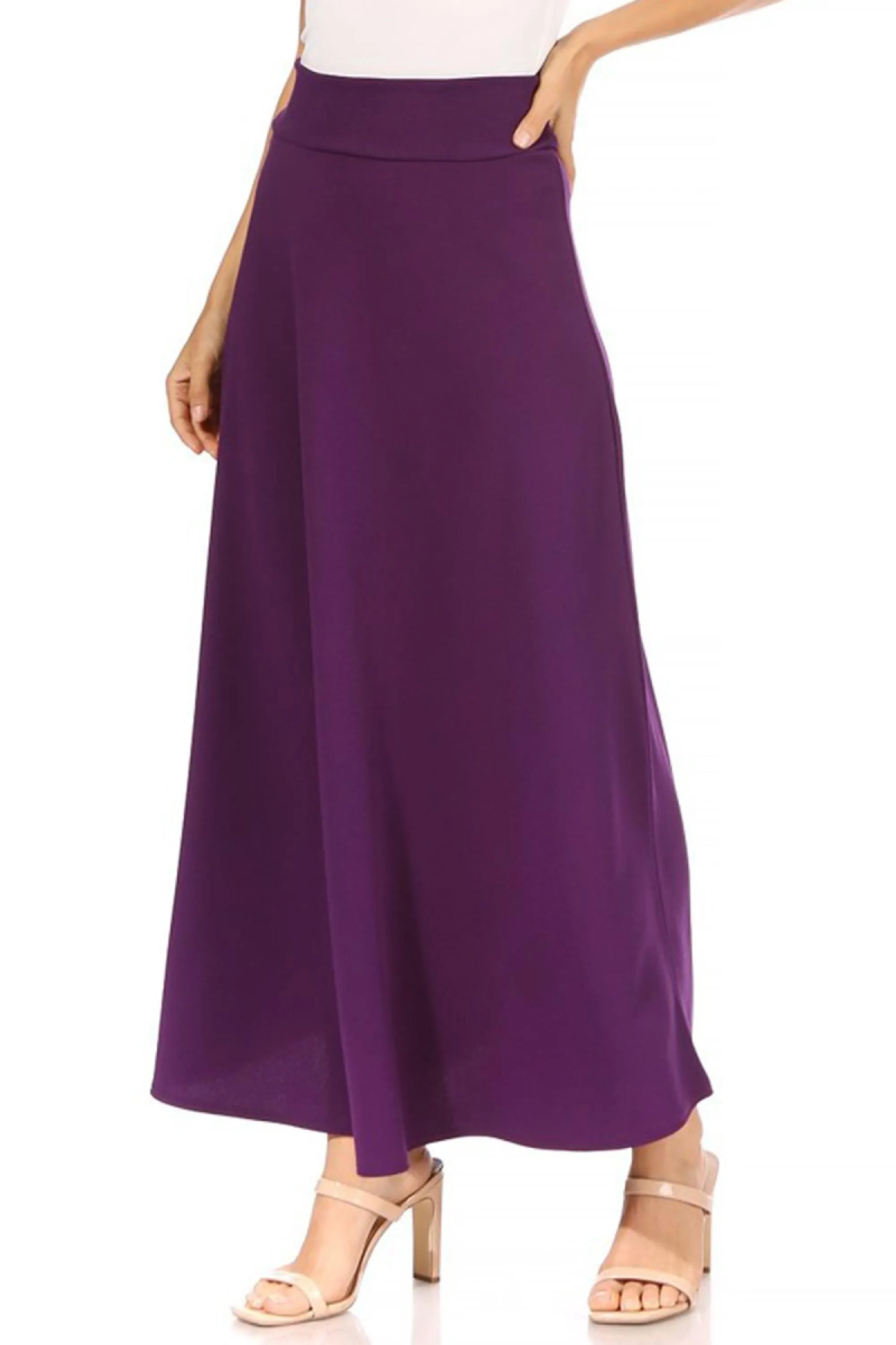 Women's Casual Solid Flare A-line Long Skirt