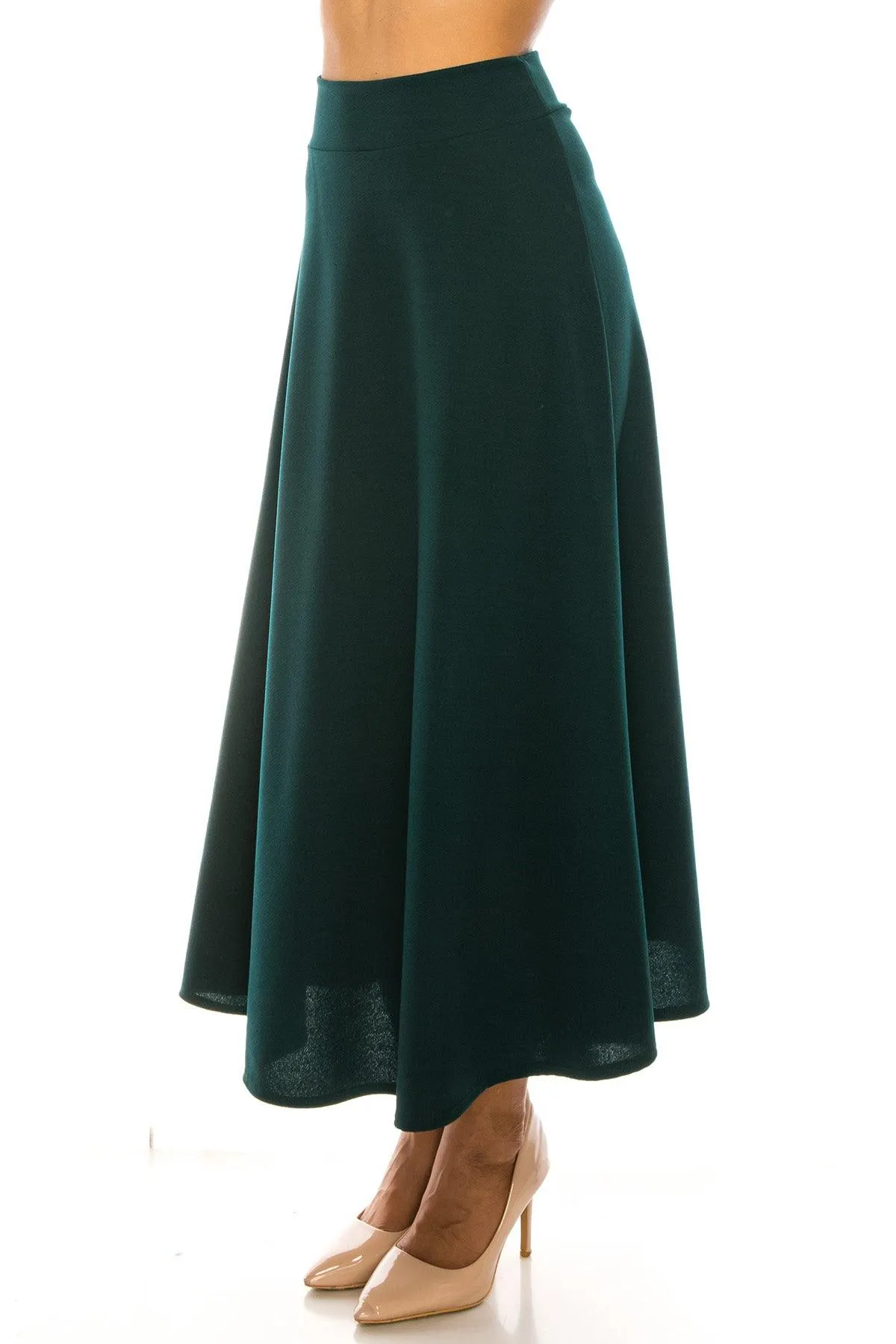 Women's Casual Solid Flare A-line Long Skirt