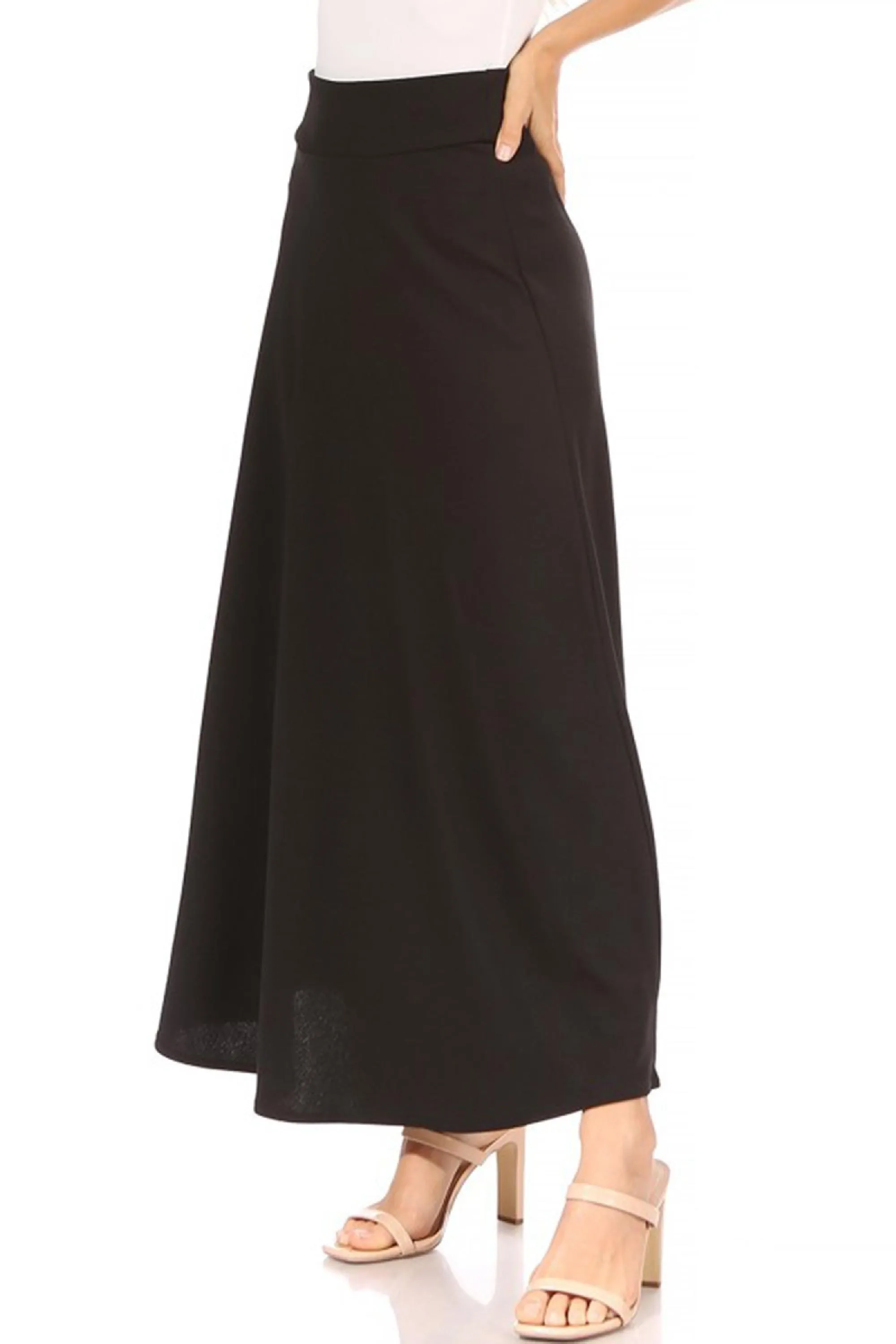 Women's Casual Solid Flare A-line Long Skirt