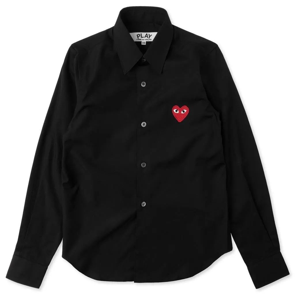 Women's Red Heart Button Up - Black