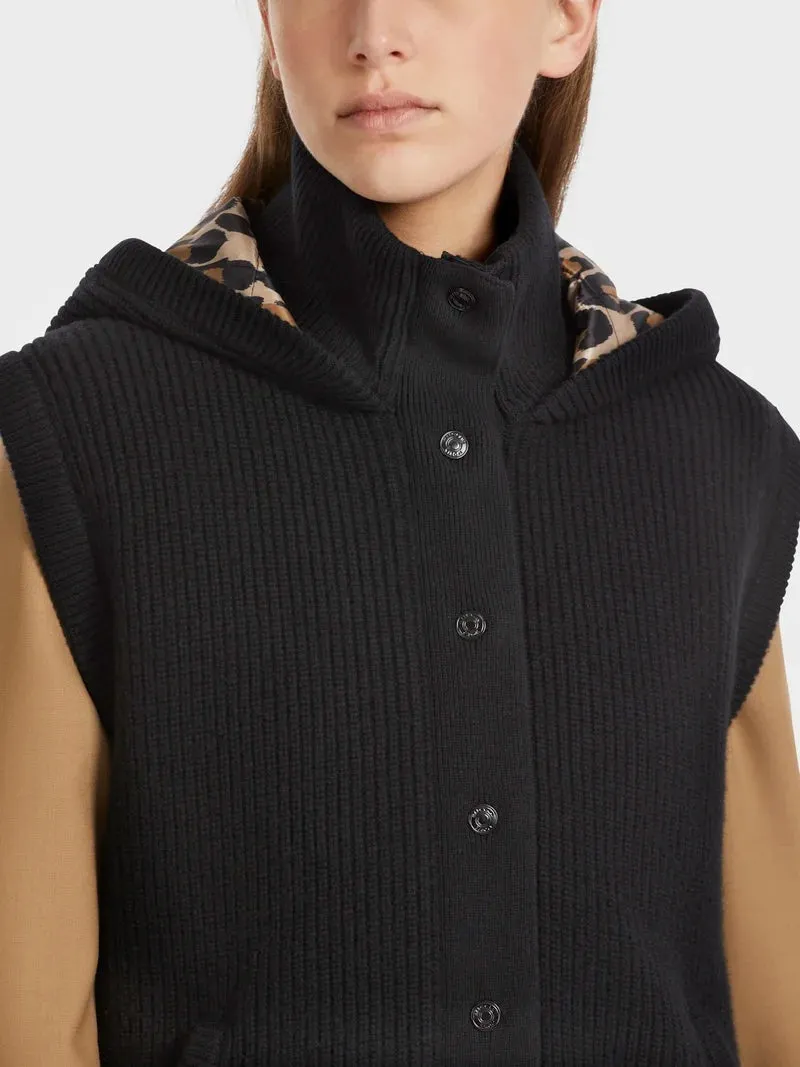 WOOL HOODED SLEEVELESS WAISTCOAT