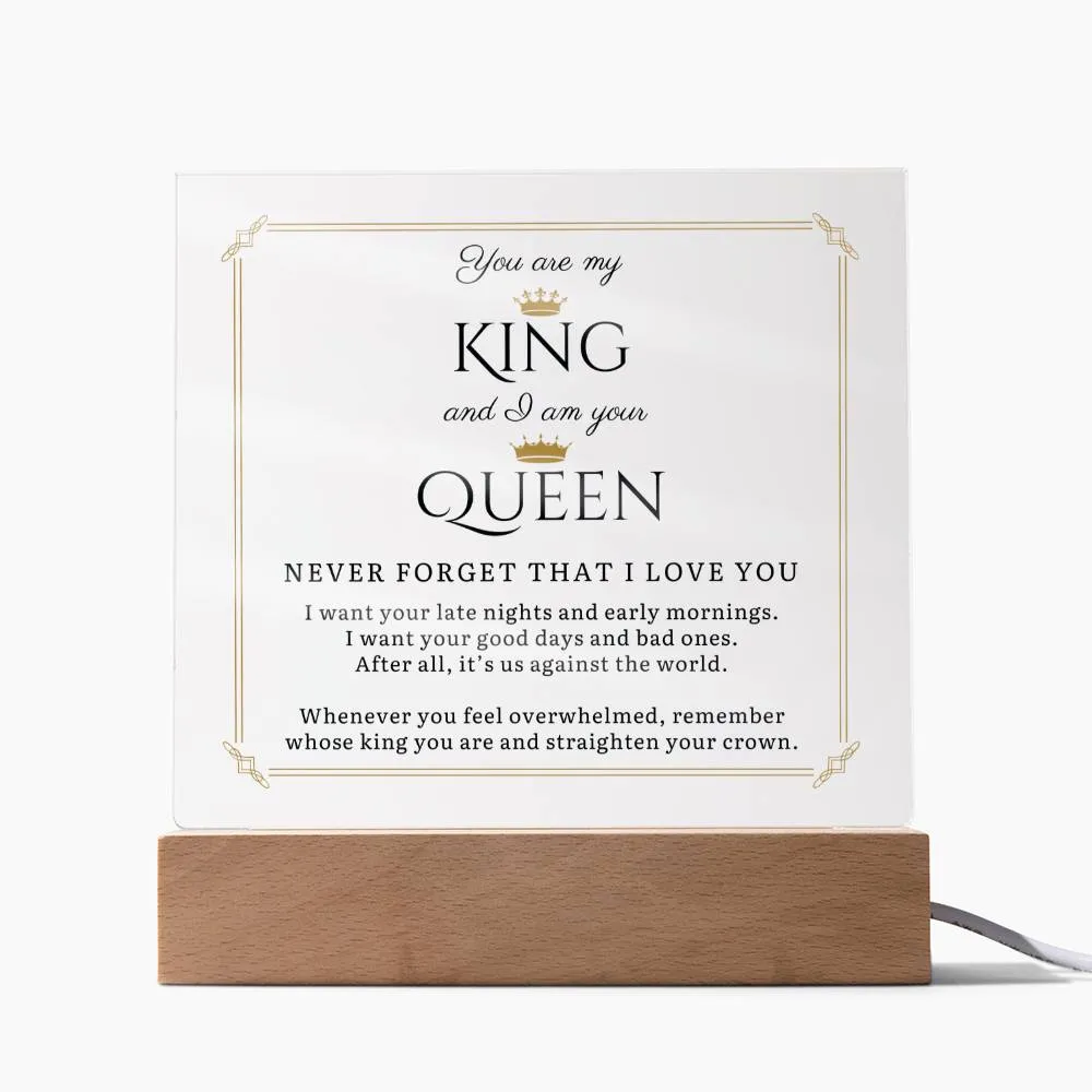 You Are My King and I Am Your Queen LED Desktop Acrylic Display Gift