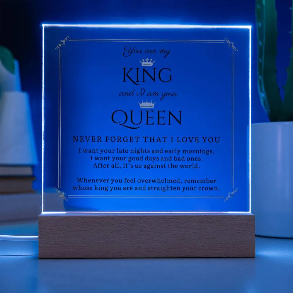 You Are My King and I Am Your Queen LED Desktop Acrylic Display Gift