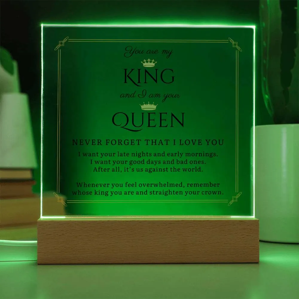 You Are My King and I Am Your Queen LED Desktop Acrylic Display Gift