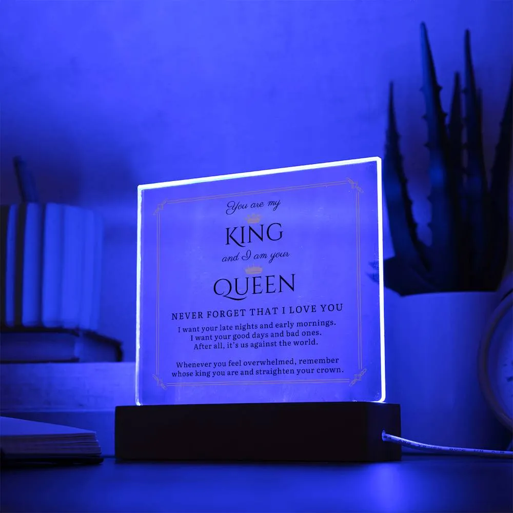 You Are My King and I Am Your Queen LED Desktop Acrylic Display Gift