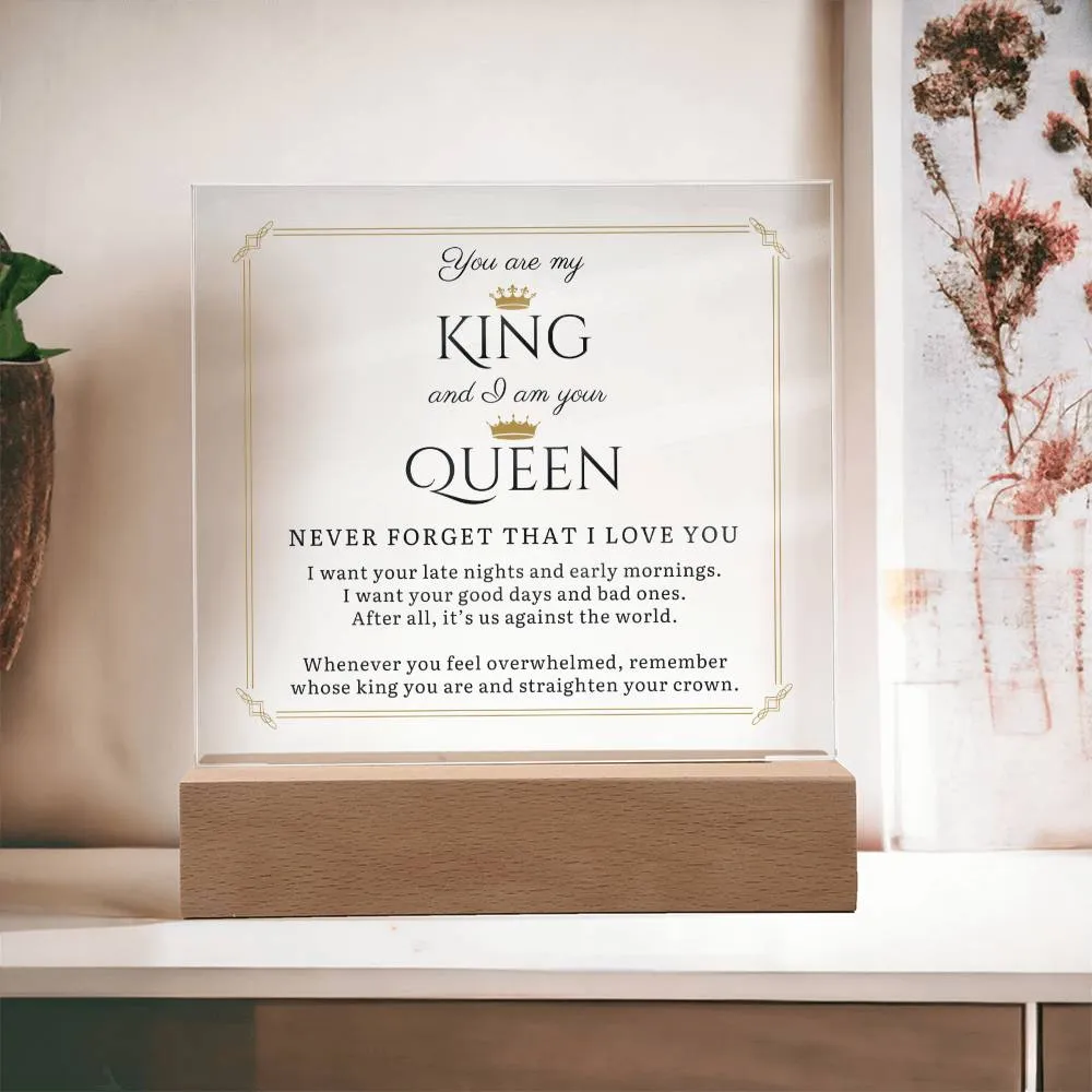 You Are My King and I Am Your Queen LED Desktop Acrylic Display Gift