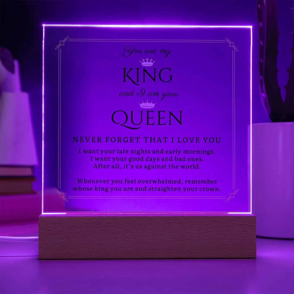 You Are My King and I Am Your Queen LED Desktop Acrylic Display Gift